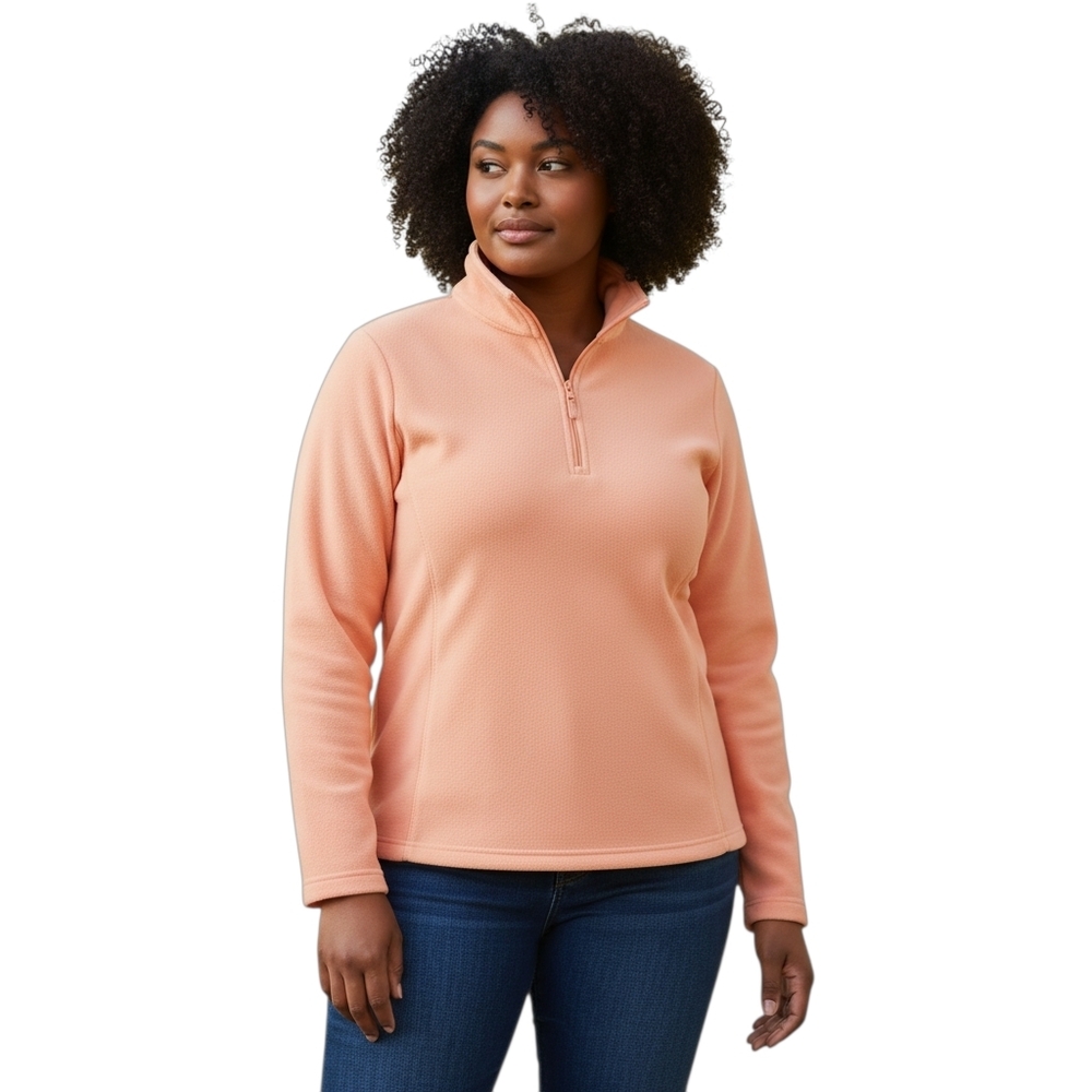 Land's End Peach Pink Hslf Zip Tunic Size 2X 20w To 22w